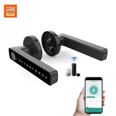 Tuya Biometric Fingerprint Password Electric Handle Door Lock Bedroom Home Wood Smart Door Lock Smart Lock